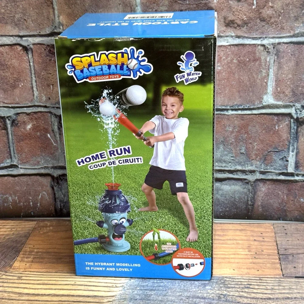 Splash Baseball Outdoor‎ Toys Hydrant Sprinkler T- Ball Set Water Play NIB